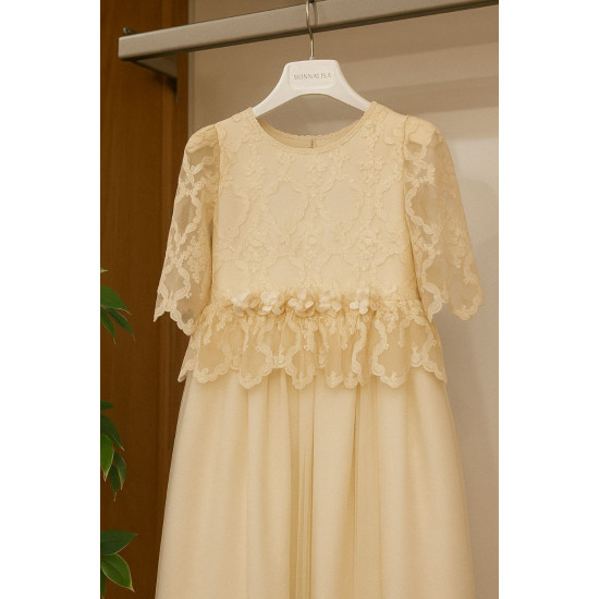 2400 فستان زواج دانتيل موديل طويل لون كريمي 2400 فستان زواج دانتيل موديل طويل لون كريمي