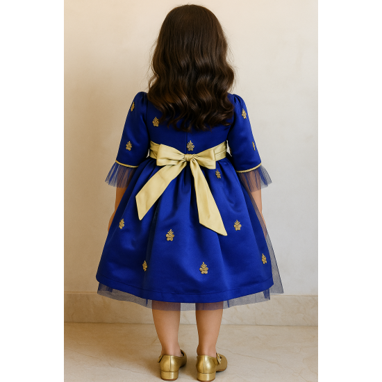 240123 فستان للمناسبات نيلي مطرز بذهبي 240123 فستان للمناسبات نيلي مطرز بذهبي