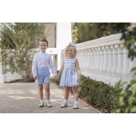 370232V فستان اسباني مقلم ازرق 370232V فستان اسباني مقلم ازرق