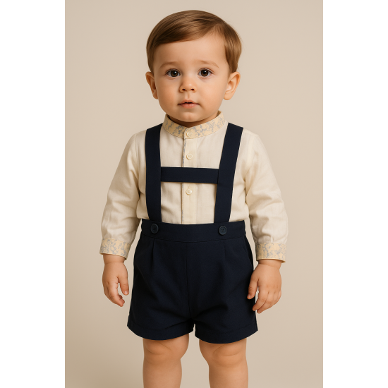 بدلة ولادي قميص بأكمام طويلة وشيال كحلي 240605 بدلة ولادي قميص بأكمام طويلة وشيال كحلي 240605