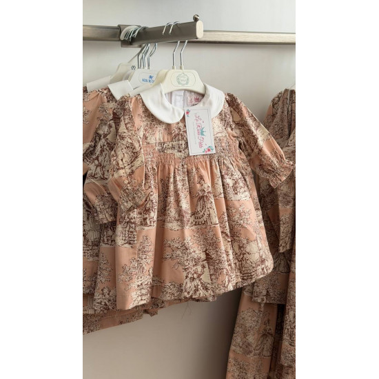 فستان ربيعي وردي بطبعة توال 240601