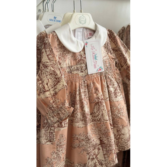فستان ربيعي وردي بطبعة توال 240601