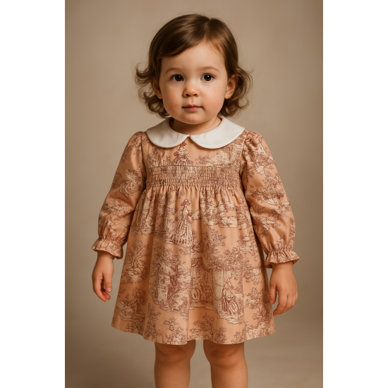 فستان ربيعي وردي بطبعة توال 240601