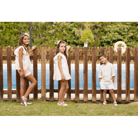 9067 بدلة بقميص مقلم وشورت