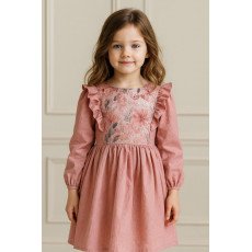 فستان بناتي من اللينن البصلي  وكشكش جانبي – ستايل كلاسيكي راقٍ 240447