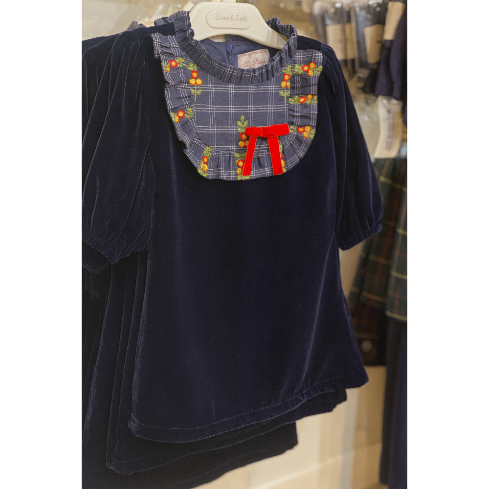 فستان مخملي شتوي لون كحلي 240452 فستان مخملي شتوي لون كحلي 240452