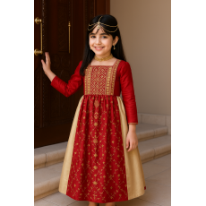 فستان شعبي ملكي أحمر وذهبي 240460 فستان شعبي ملكي أحمر وذهبي 240460