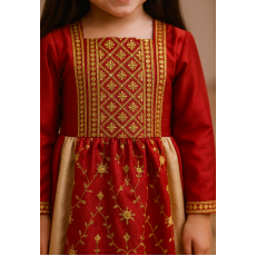 فستان شعبي ملكي أحمر وذهبي 240460 فستان شعبي ملكي أحمر وذهبي 240460