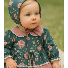 فستان بناتي مورد مع قبعة – كلاسيكي بثلاث طبقات 240464 فستان بناتي مورد مع قبعة – كلاسيكي بثلاث طبقات 240464