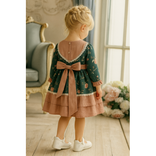 فستان بناتي أخضر مورد – ستايل كلاسيكي 240465 فستان بناتي أخضر مورد – ستايل كلاسيكي 240465