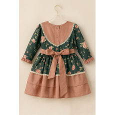 فستان بناتي أخضر مورد – ستايل كلاسيكي  240465