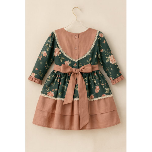 فستان بناتي أخضر مورد – ستايل كلاسيكي 240465 فستان بناتي أخضر مورد – ستايل كلاسيكي 240465