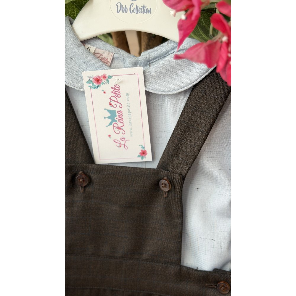 بدلة ولادي قميص سماوي بأكمام طويلة وشيال بني 240621 بدلة ولادي قميص سماوي بأكمام طويلة وشيال بني 240621