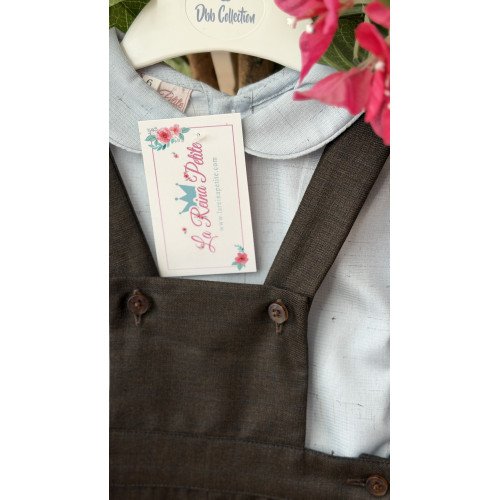 بدلة ولادي قميص سماوي بأكمام طويلة وشيال بني 240621 بدلة ولادي قميص سماوي بأكمام طويلة وشيال بني 240621