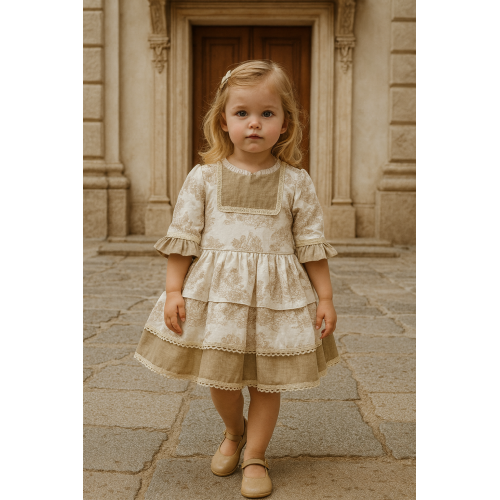   فستان بناتي كلاسيك بنقشة ناعمة وطبقات أنيقة – لون بيج عاجي240467