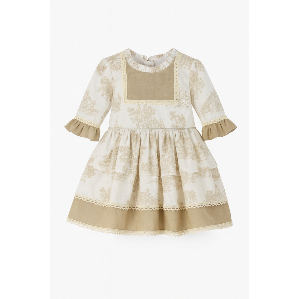    فستان بناتي كلاسيك بنقشة ناعمة وطبقات أنيقة – لون بيج عاجي240467