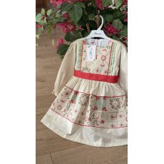 فستان شعبي بيج بتطريزات ذهبية وزهرية  240638