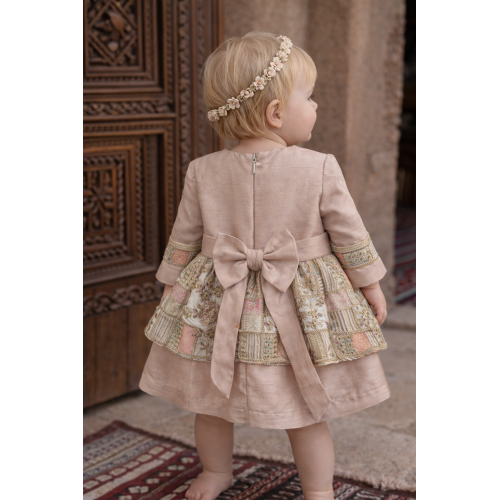 فستان شعبي وردي مطرز 240617