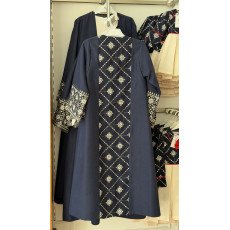 فستان سكري مع عباءة كحلي مطرزة للبنات المحجبات 240633