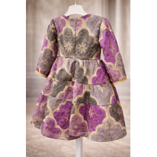 فستان اورجنزا مميز مطرز بنقوش وزخارف - درجات البنفسجي ورمادي-   240475