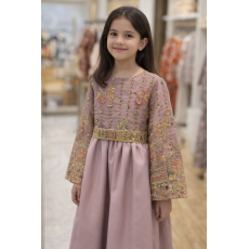  فستان بناتي مطرّز فاخر – لون موف ترابي- للسن المحير 240477