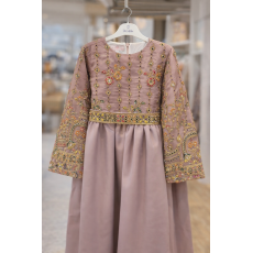 فستان بناتي مطرّز فاخر – لون موف ترابي- للسن المحير 240477