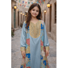 جلابية زرقاء مطرزة للسن المحير والمحجبات 240639