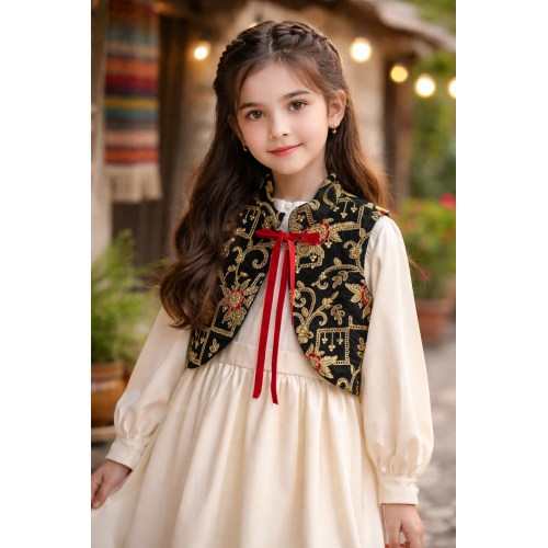 فستان سكري مع جاكيت مخمل للسن المحير وللبنات المحجبات 240612