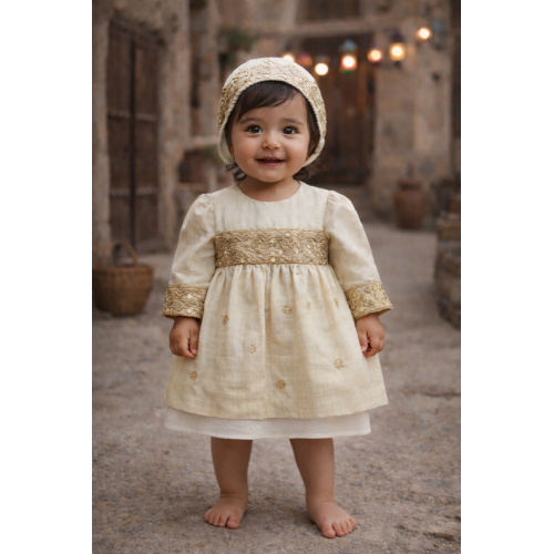 فستان بناتي مع قبعة – تصميم تراثي ناعم 240649