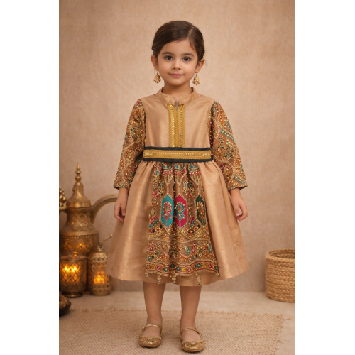 فستان شعبي بيج مع حزام 240480
