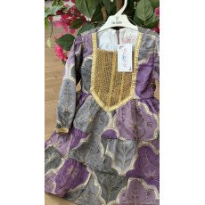 فستان اورجنزا مميز مطرز بنقوش وزخارف - درجات البنفسجي ورمادي-   240475