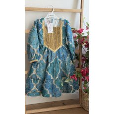 فستان اورجنزا مميز مطرز بنقوش وزخارف - درجات الأخضر التيفاني -   240474