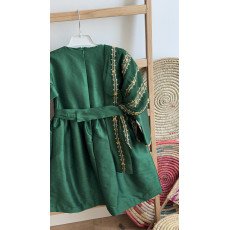 فستان شعبي أخضر مع شال مطرز 240631