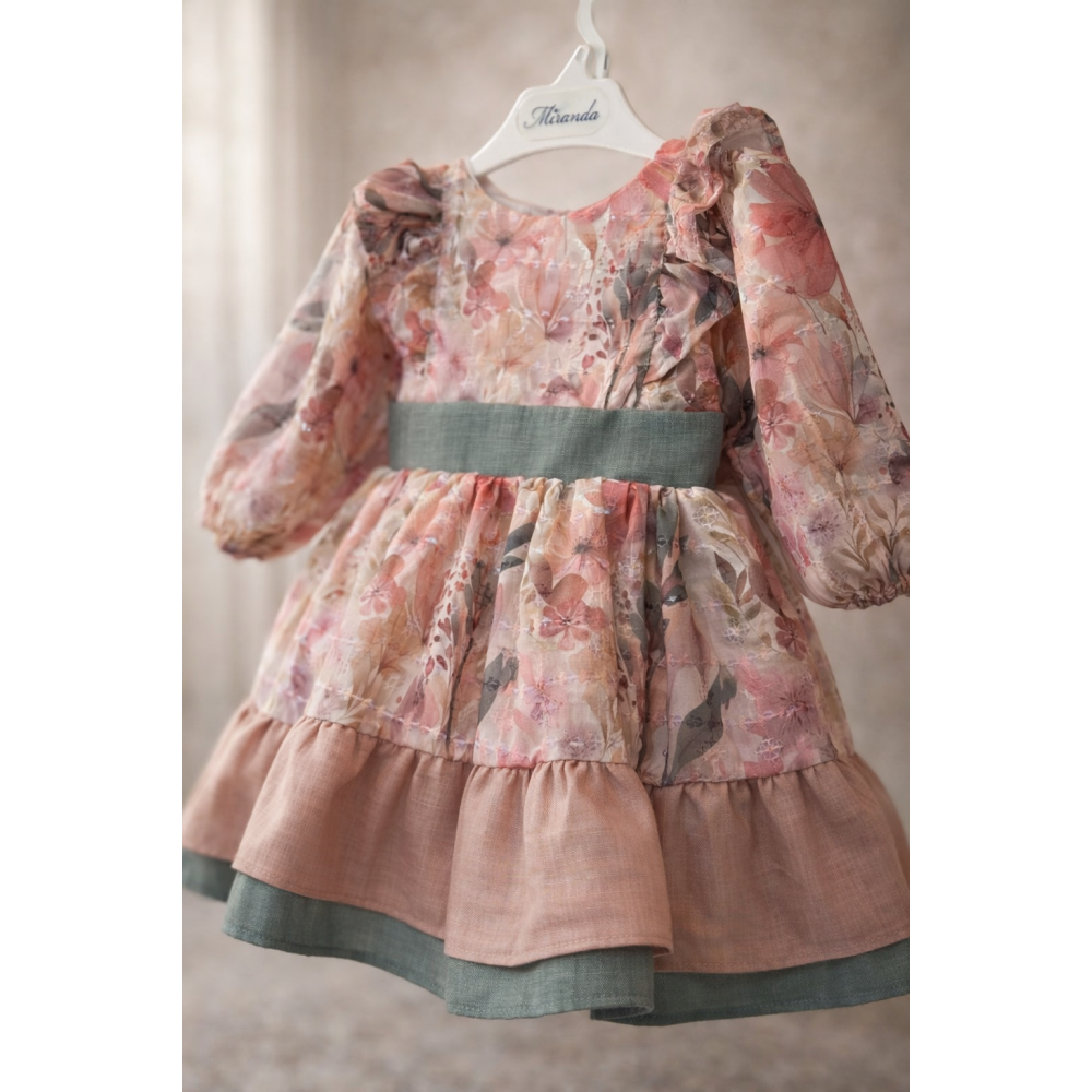 فستان بناتي من القطن المطرز بالترتر   وكشكش جانبي – ستايل كلاسيكي راقٍ 240491