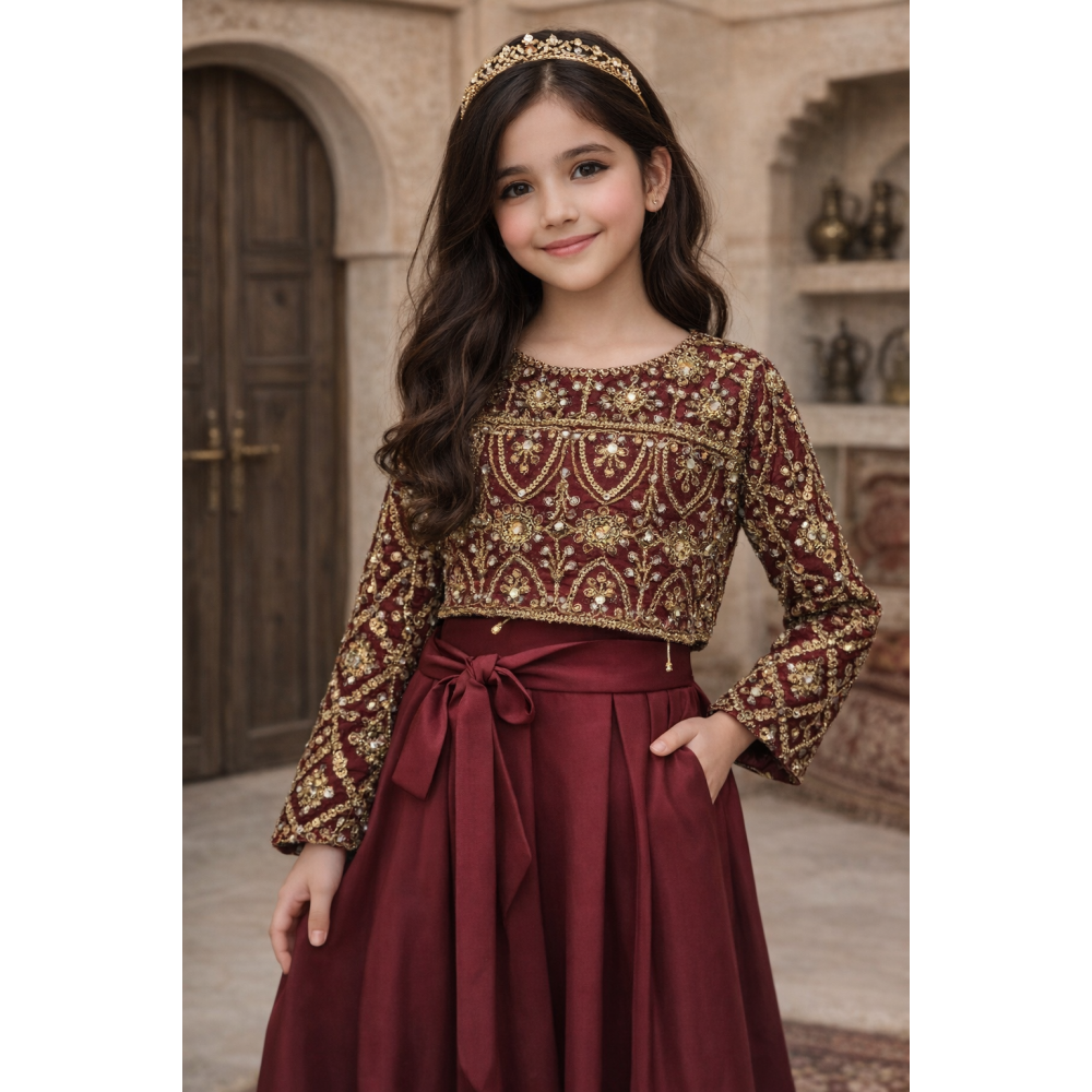 جلابية شعبية برغندي للسن المحير والمحجبات 240661