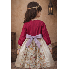 فستان تراثي بناتي فوشي بتطريز ذهبي وتنورة مزخرفة 240493