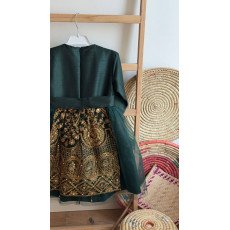 فستان شعبي أخضر مطرز مع تول 240653