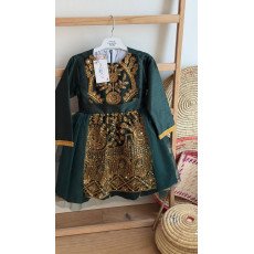 فستان شعبي أخضر مطرز مع تول 240653