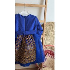 فستان شعبي أزرق ملكي مطرز مع تول 240654