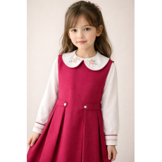 مريول مدرسي فوشي مع قميص مطرز 144741