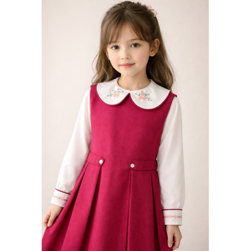 مريول مدرسي فوشي مع قميص مطرز 144741