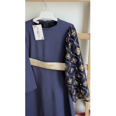 جلابية شعبية كحلي مع حزام ذهبي للسن المحير والمحجبات 240640