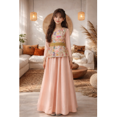 فستان حرير مطرز  للسن المحير والمحجبات 240497