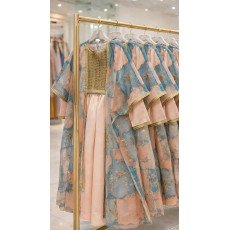 فستان من قطعتين مطرز بنقوش وزخارف - درجات البطيخي و الوردي والأزرق-  240496