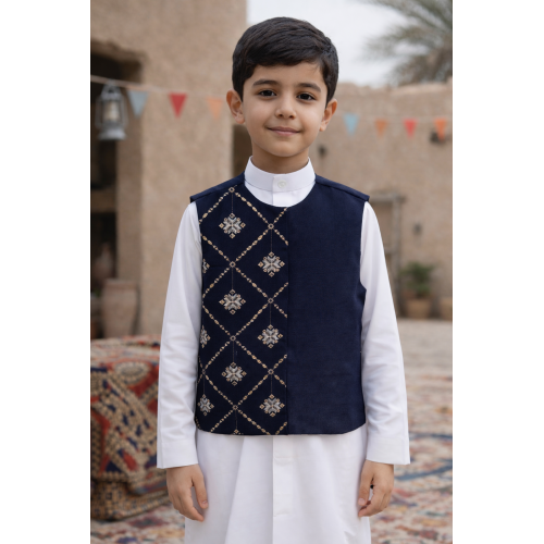 صديري شعبي للأولاد كحلي مطرز 240666