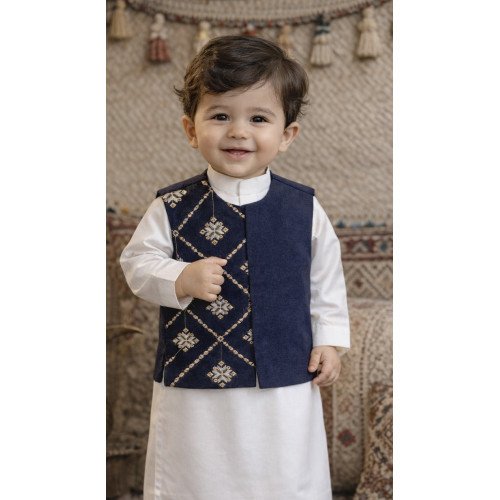 صديري شعبي للأولاد الصغار كحلي مطرز 240667