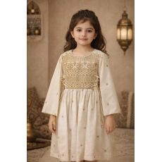 فستان لنن تراثي بتطريز ذهبي - 240669 فستان لنن تراثي بتطريز ذهبي - 240669