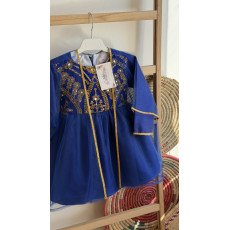 فستان شعبي فوشي مطرز مع شيلة تول 240664