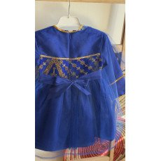 فستان شعبي فوشي مطرز مع شيلة تول 240664