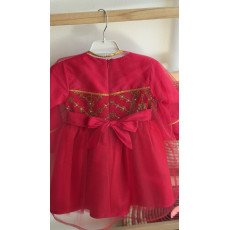 فستان شعبي فوشي مطرز مع شيلة تول 240663